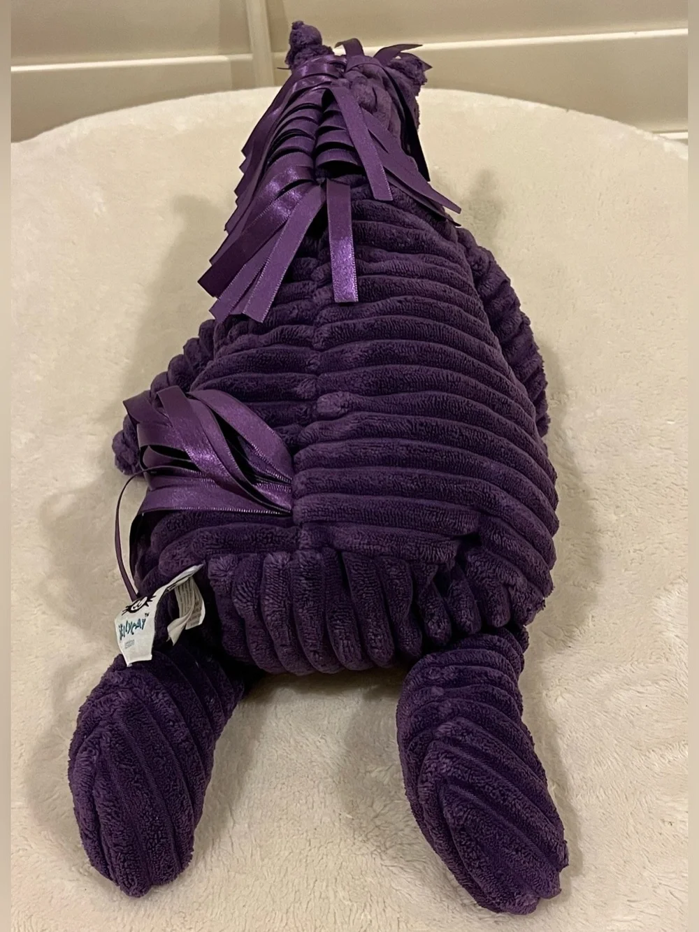 Jellycat Cordy Roy Horse Plush Purple Corduroy Stuffed Animal Toy Ribbon 16”